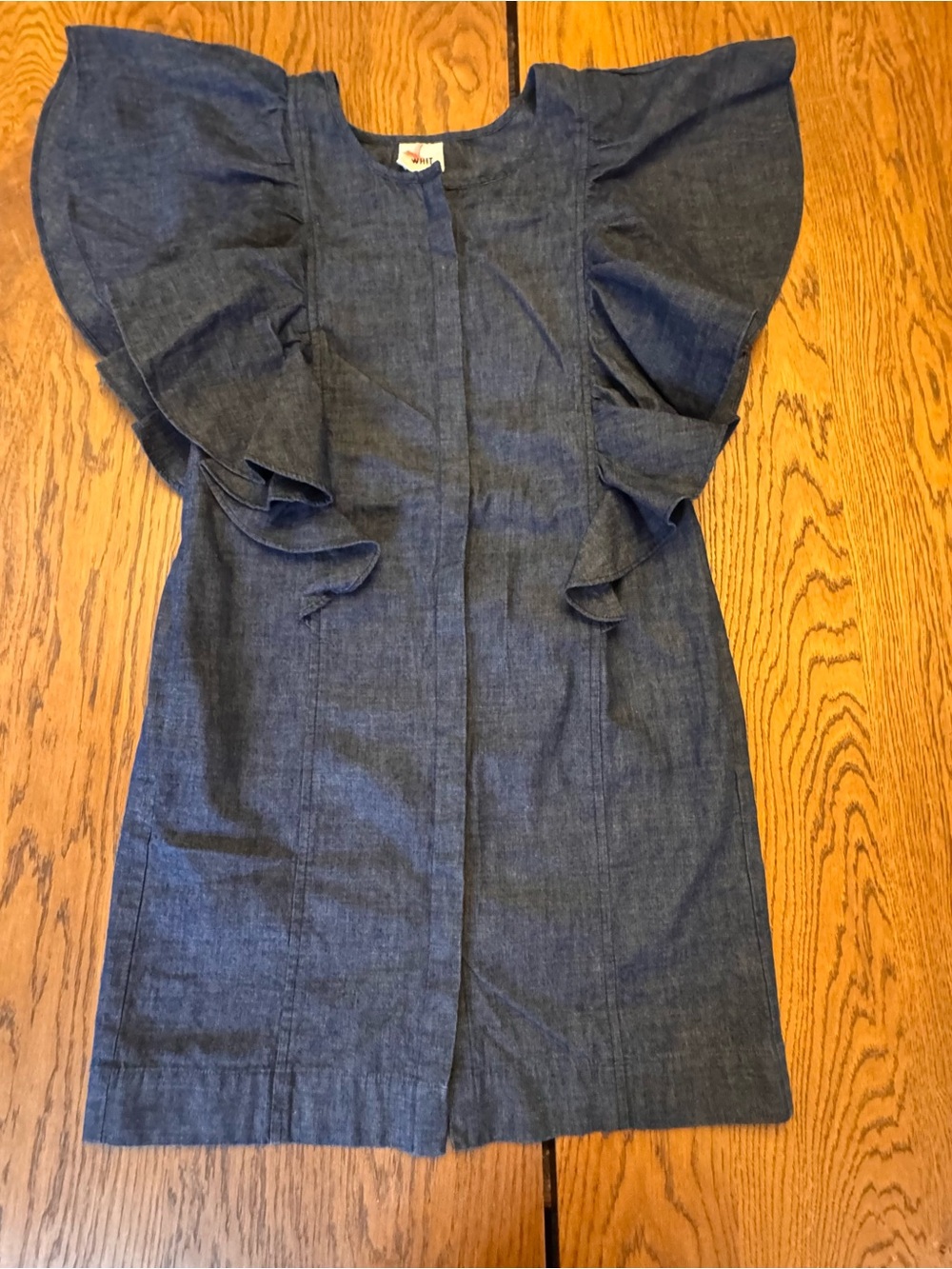 WHIT Lola dress New York Chambray dark blue Ruffled Sleeve Mini Size Small NWT